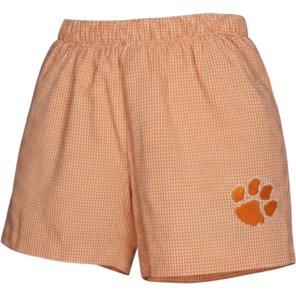 Vive La Fete Clemson Orange Gingham Shorts with Paw Print Embroidered Size 2